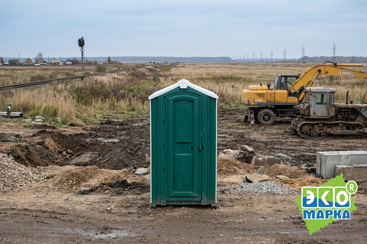 Фото кабины на удалённой стройплощадке за городом, без охраны рядом
